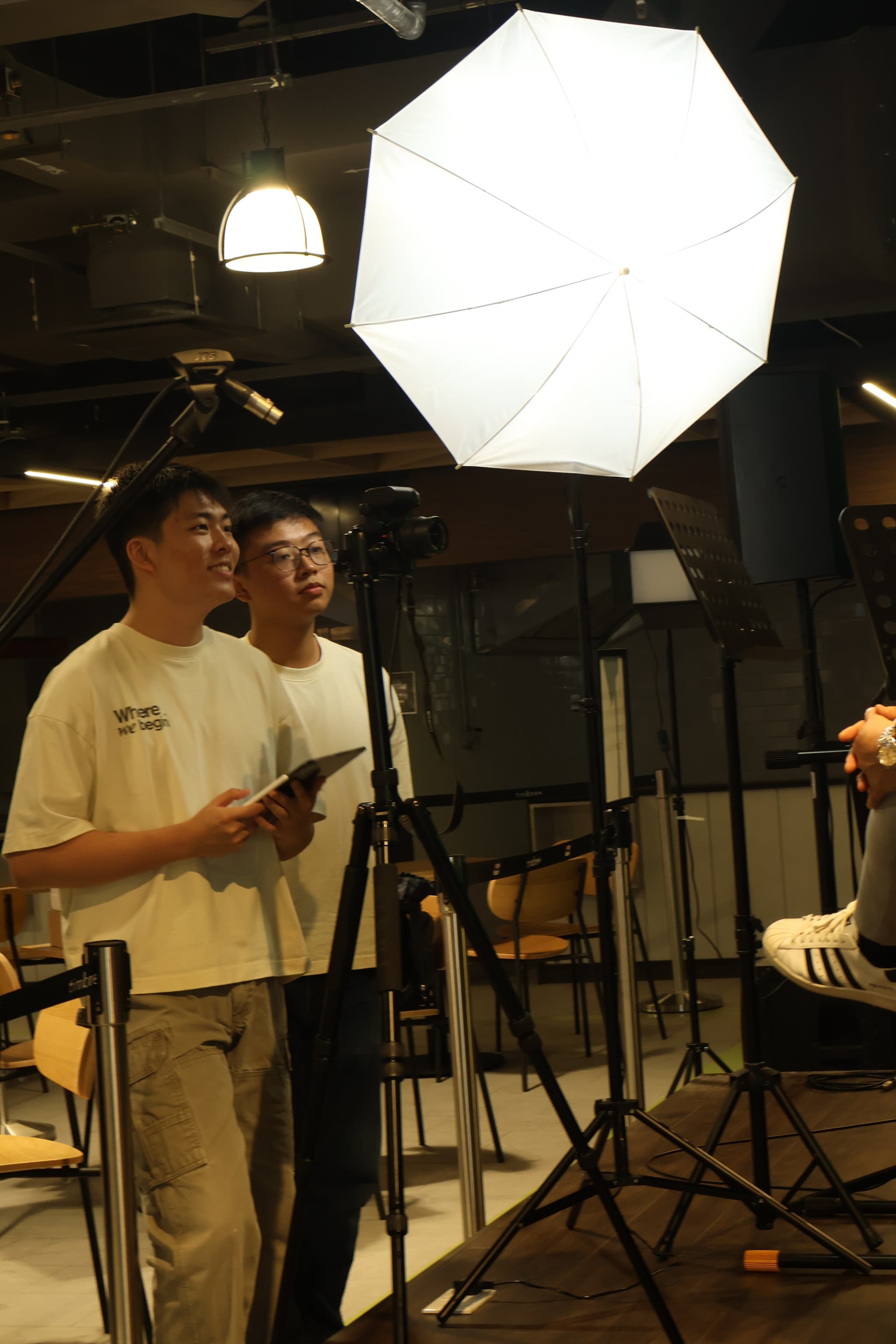 On set filming